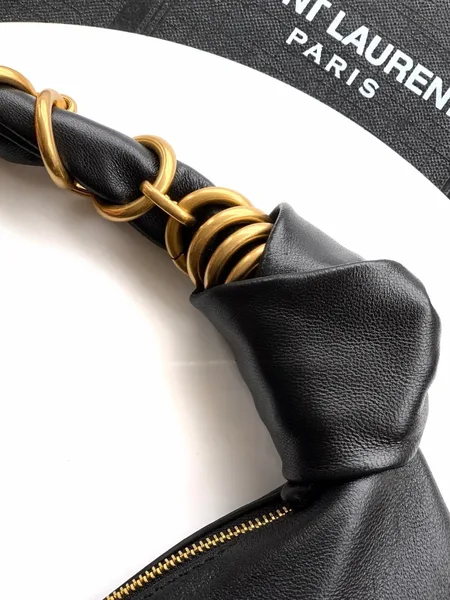 Saint Laurent Amalia Mini Hobo Bag in Black Lambskin product view 10