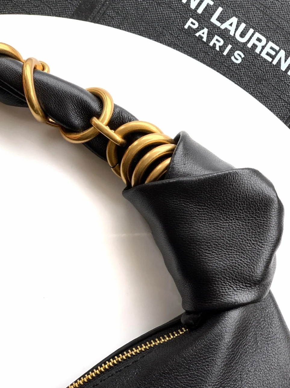 Saint Laurent Amalia Mini Hobo Bag in Black Lambskin product view 10