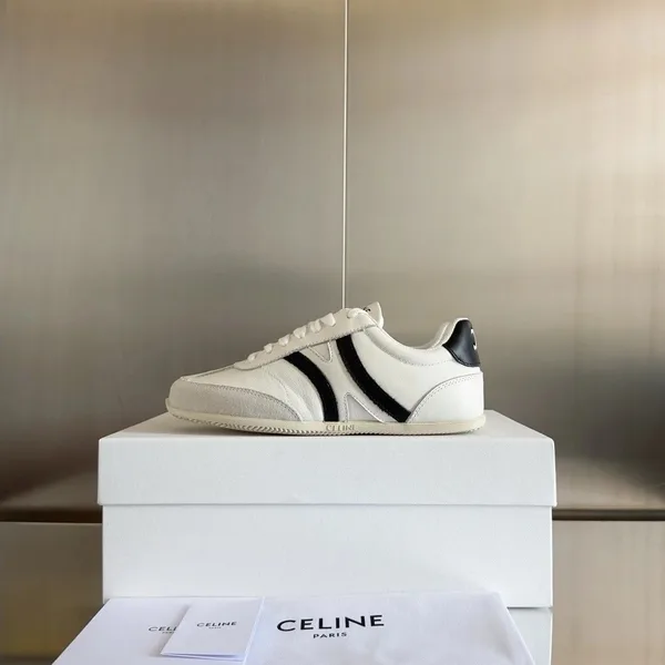 Celine Women’s Jogger Low-top Sneakers in White and Black Leather product view 3