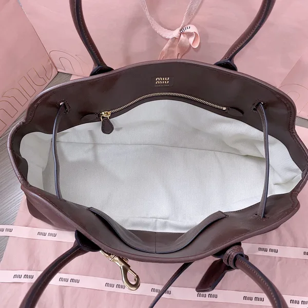 Miu Miu Aventure Leather Bag — Dark Brown product view 8