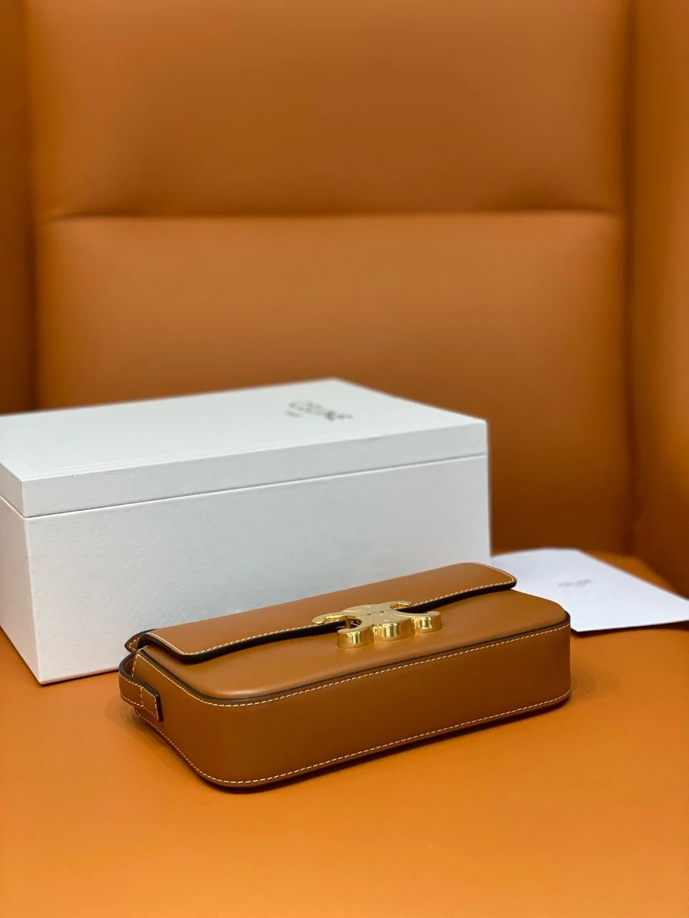 Celine Claude Shoulder Bag in Brown Calfskin product view 7