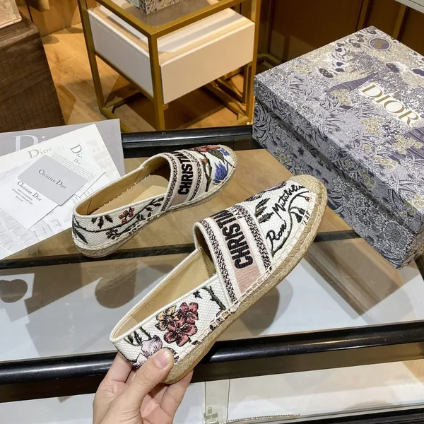 Dior Granville Espadrilles In Rosa Mutabilis Embroidered Cotton product view 8