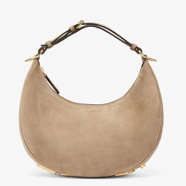 Fendi Fendigraphy Small Hobo Bag In Beige Suede Leather product photo