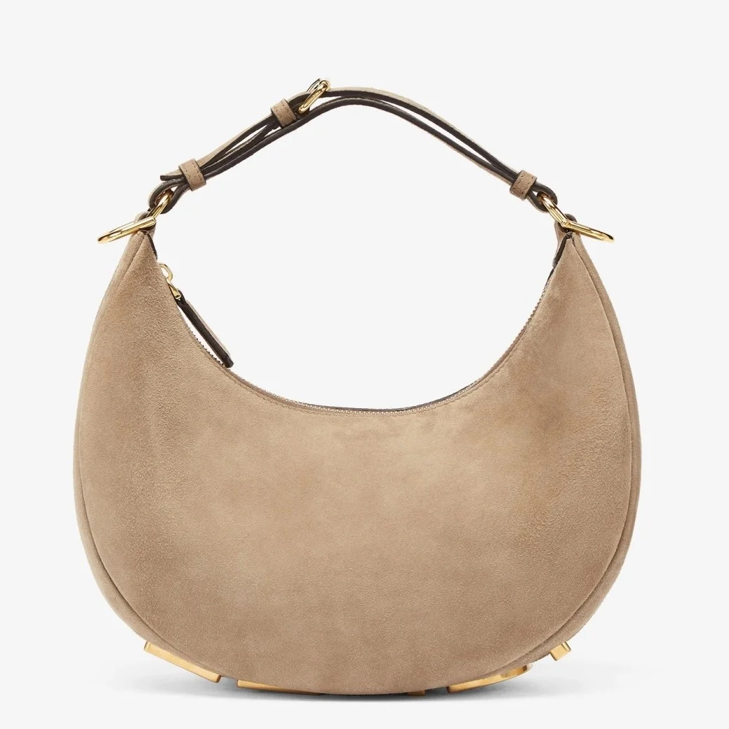 Fendi Fendigraphy Small Hobo Bag In Beige Suede Leather product view 1