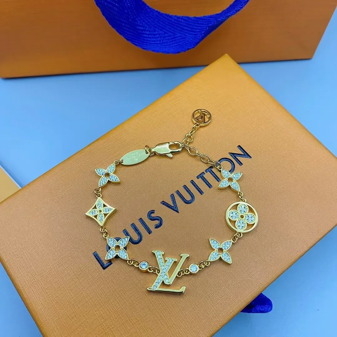 Louis Vuitton Hollow Pavé Blossom LV Charm Bracelet Gold-Tone product view 1