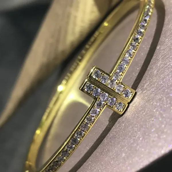 Tiffany & Co. Double T Full Pavé-Effect Bangle Gold-Tone product photo