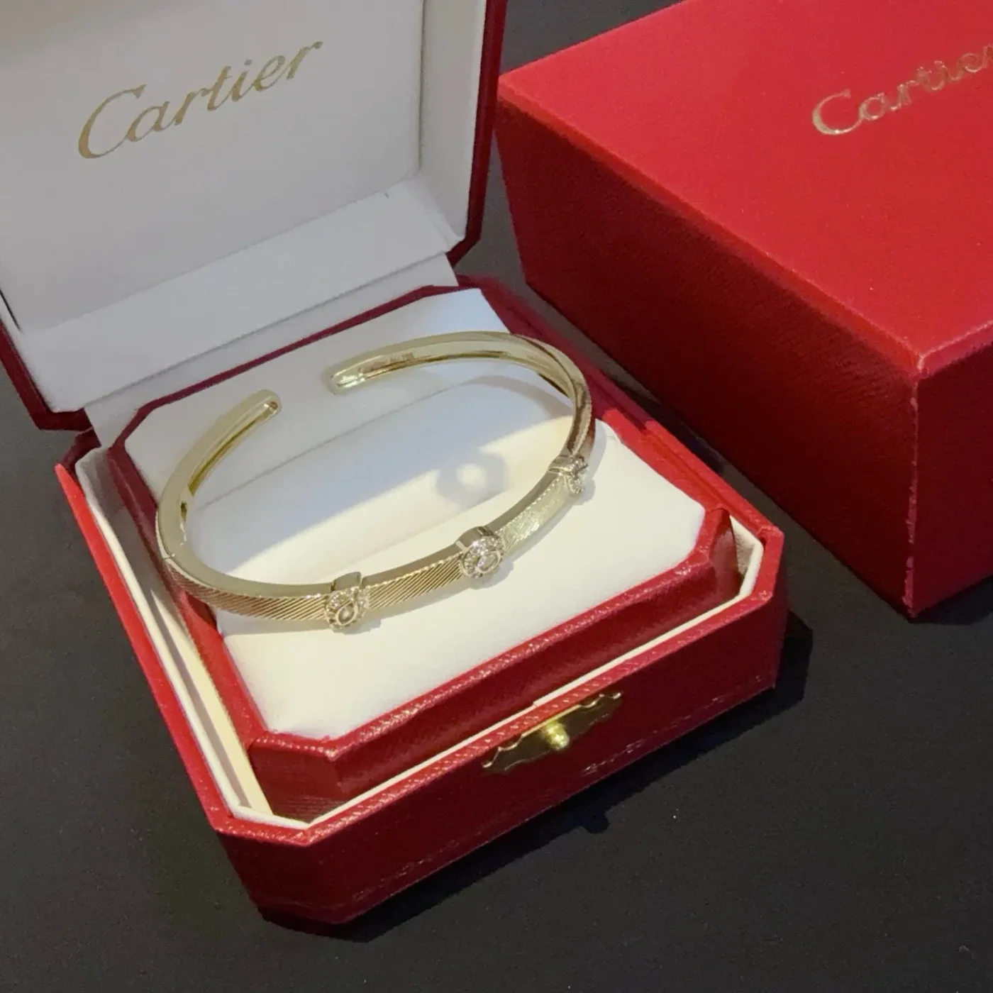 Cartier Gold-Tone Open Cuff with Three Crystal-Effect Accents product view 1