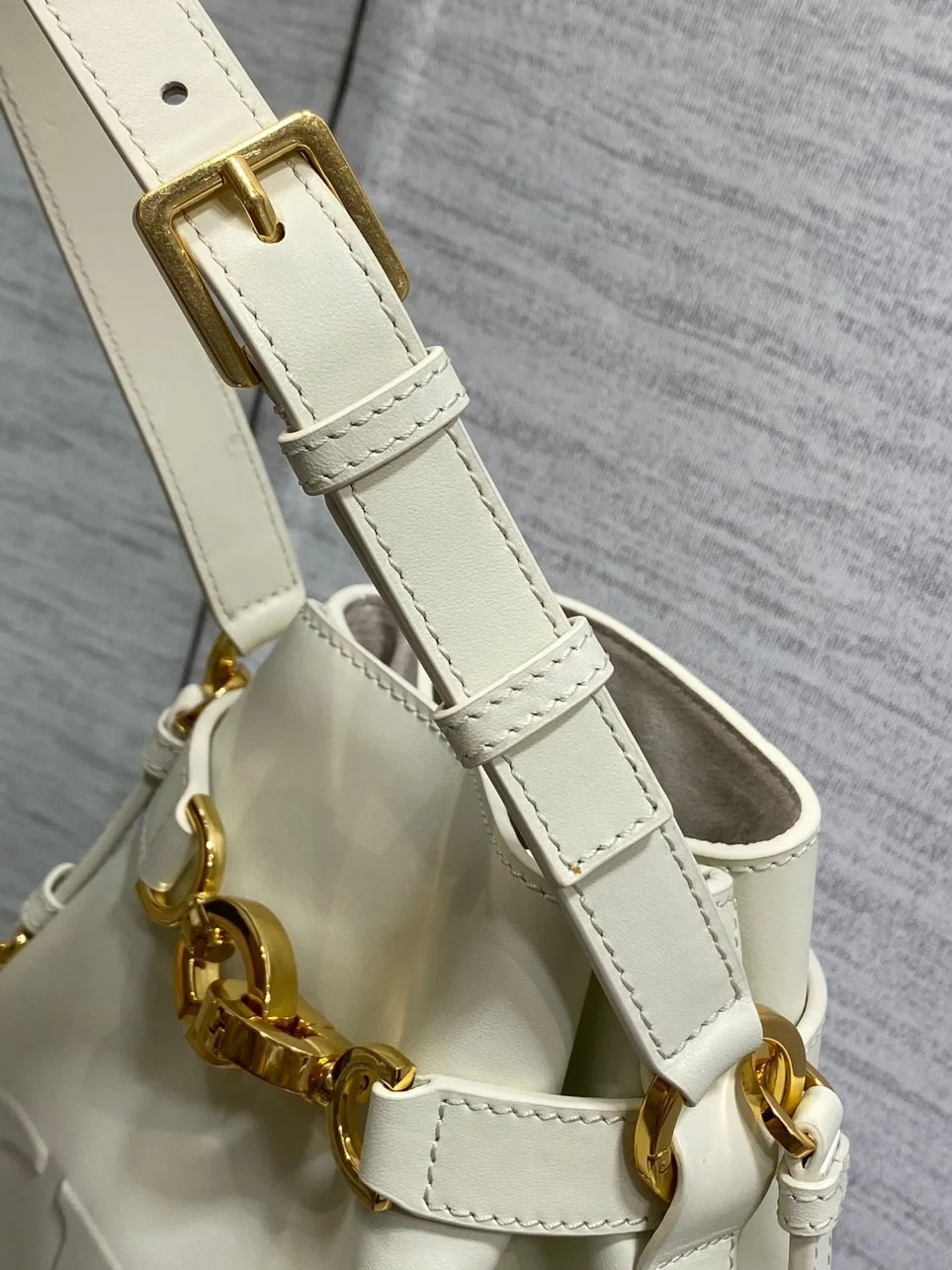 Dior C’est Medium Bag in White Saddle Calfskin product view 6