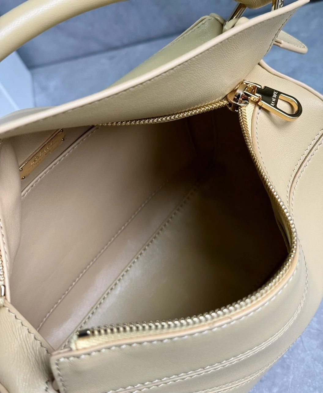 Loewe Featherlight Puzzle Small Bag in Dark Butter Nappa Lambskin product view 6