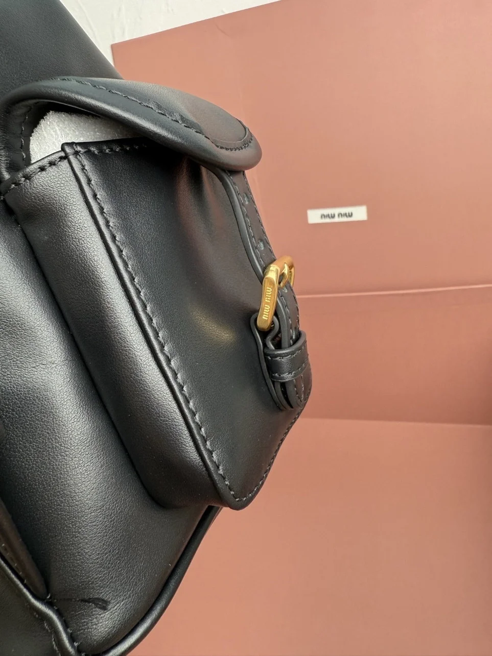 Miu Miu Large Backpack in Black Calfskin product view 6