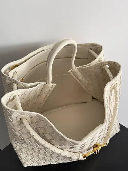 Bottega Veneta Andiamo Large Bag in White Intrecciato Lambskin product view 10