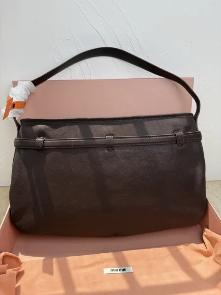 Miu Miu Aventure Medium Shoulder Bag in Briarwood Nappa Leather product view 10