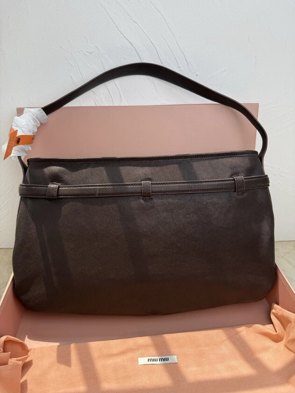 Miu Miu Aventure Medium Shoulder Bag in Briarwood Nappa Leather product view 10