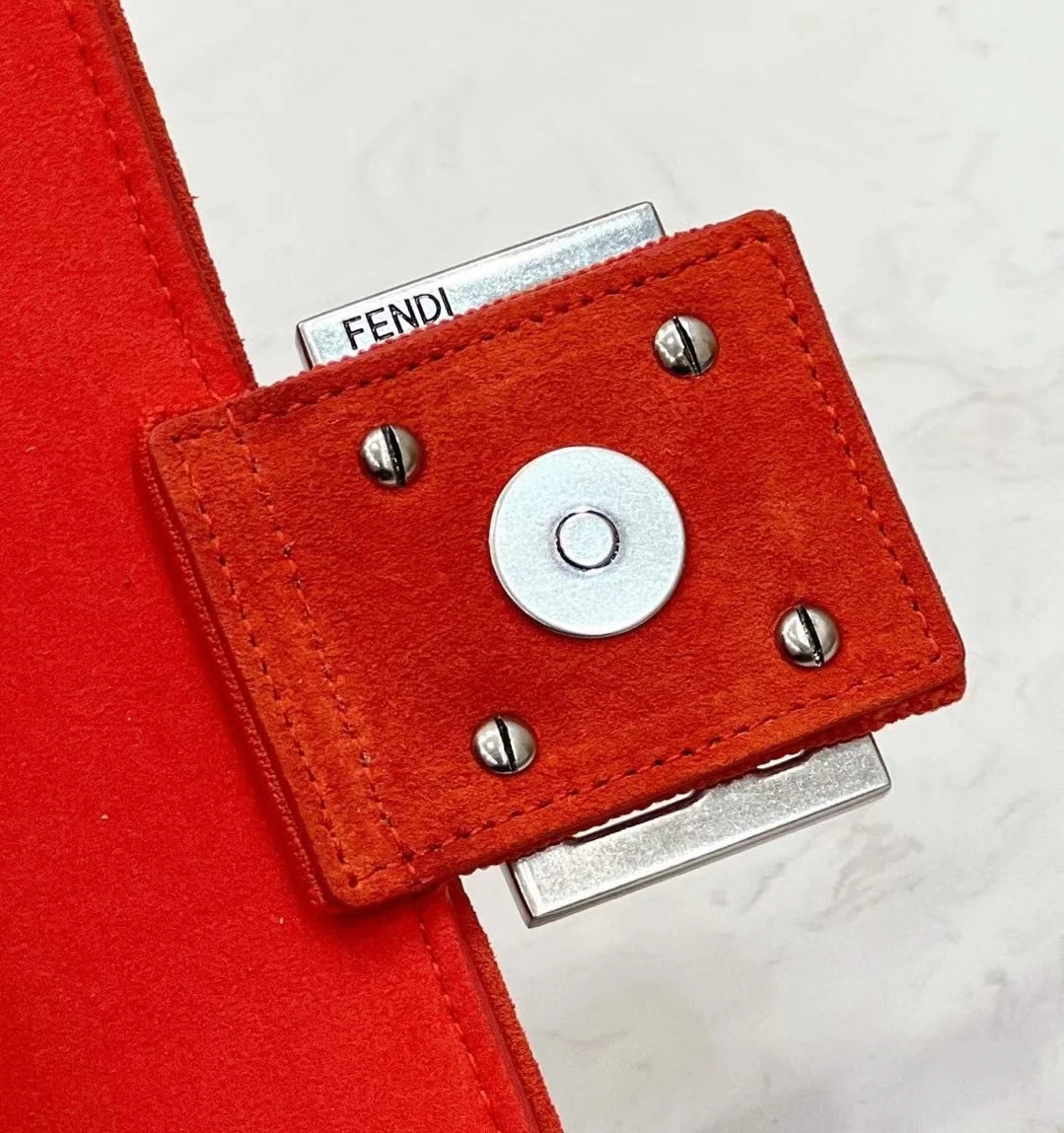 Fendi Baguette Chain Midi Bag In Piment FF Fabric product view 8