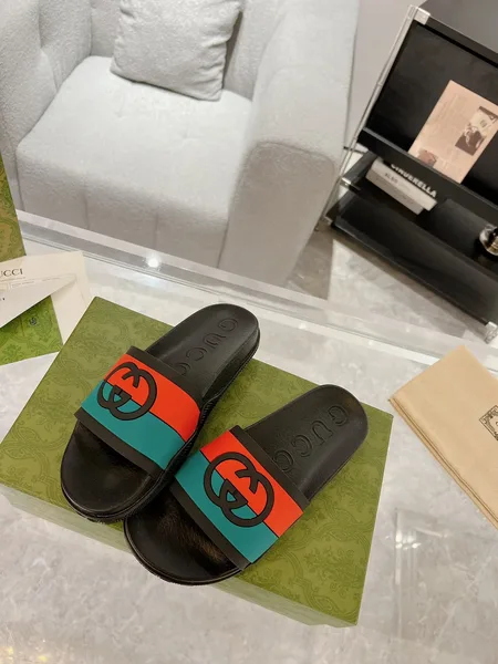 Gucci Slide Sandals Black Green Red product photo