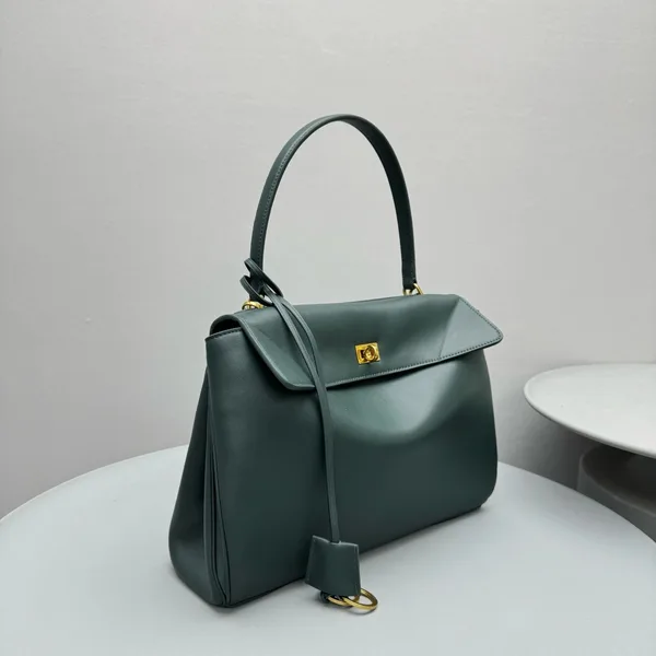 Balenciaga Rodeo Medium Bag in Dark Green Calfskin product view 5
