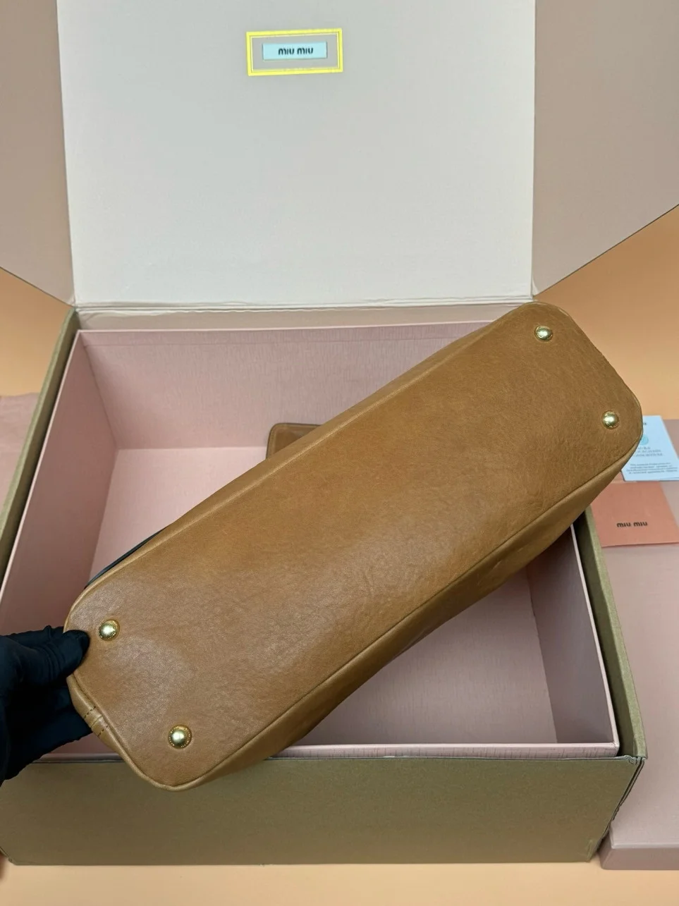 Miu Miu Aventure Large Tote Bag in Oak Nappa Leather product view 6