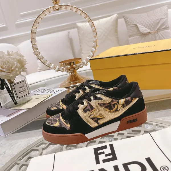 Fendi Match Black Gold Leather Sneakers product photo