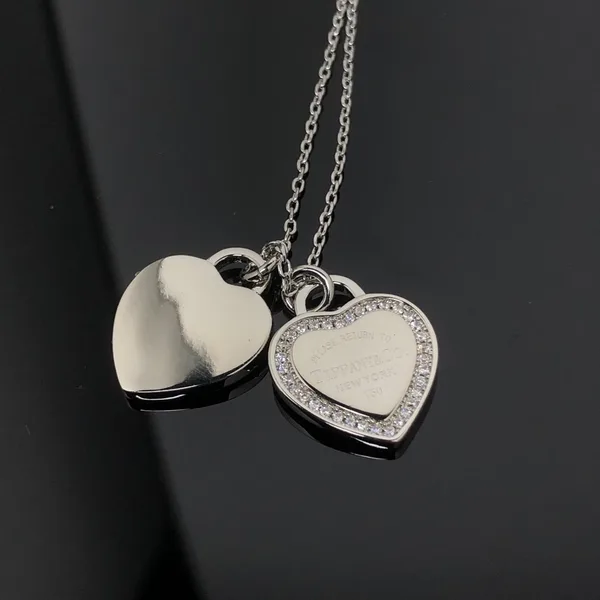 Tiffany & Co. Double Heart Pavé-Effect Necklace Silver-Tone product photo