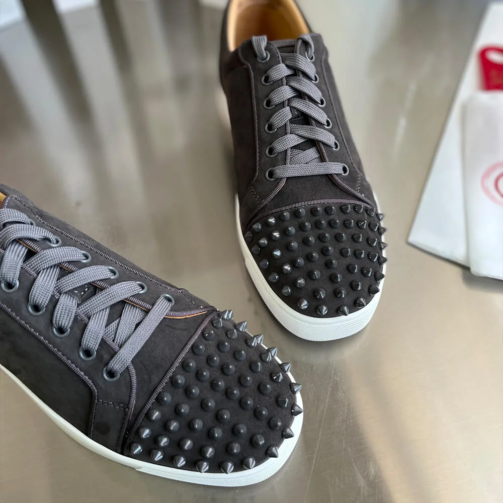 Christian Louboutin Louis Junior Spikes Sneakers Black with White Sole product view 6