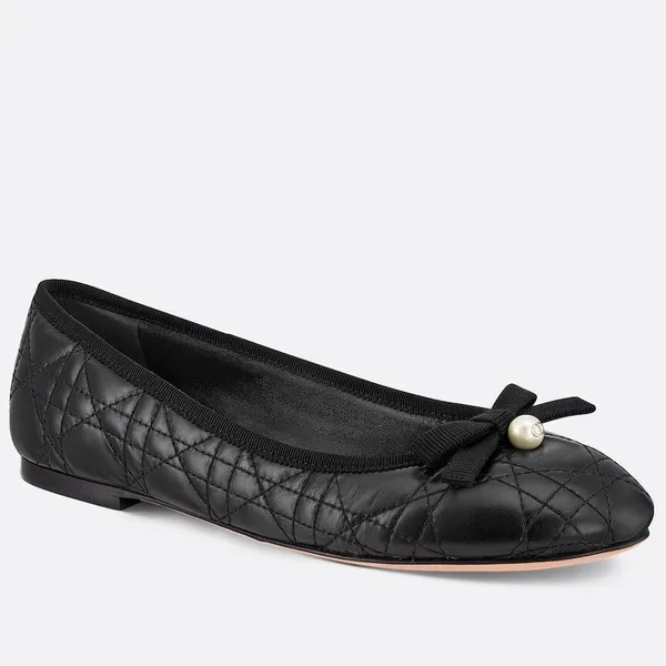 Dior Ballerina Flats in Black Quilted Cannage Calfskin product photo