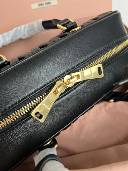 Miu Miu Arcadie Large Bag in Black Matelasse Leather product view 4