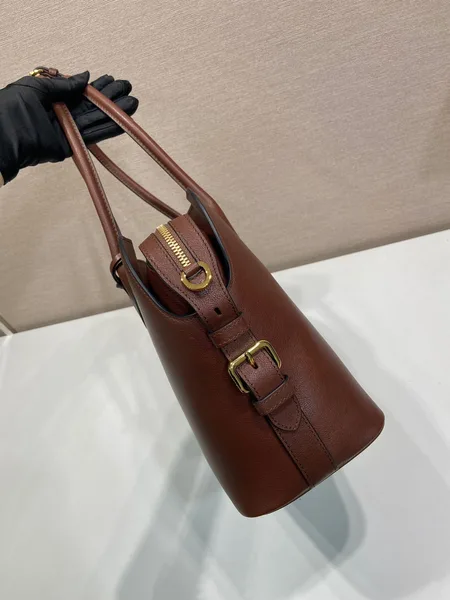 Prada Large Leather Tote Bag — Brown product view 5