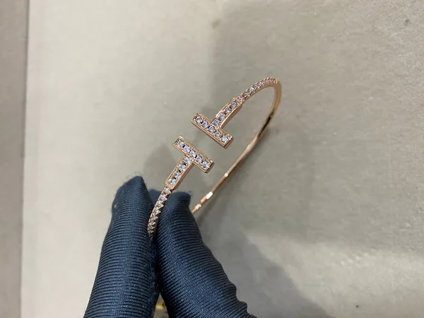 Tiffany & Co. Double T Square-Bar Pavé-Effect Cuff Rose-Tone product photo