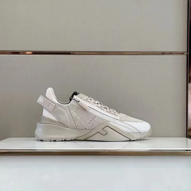 Fendi Beige/Black Flow Low-Top Sneakers product view 3