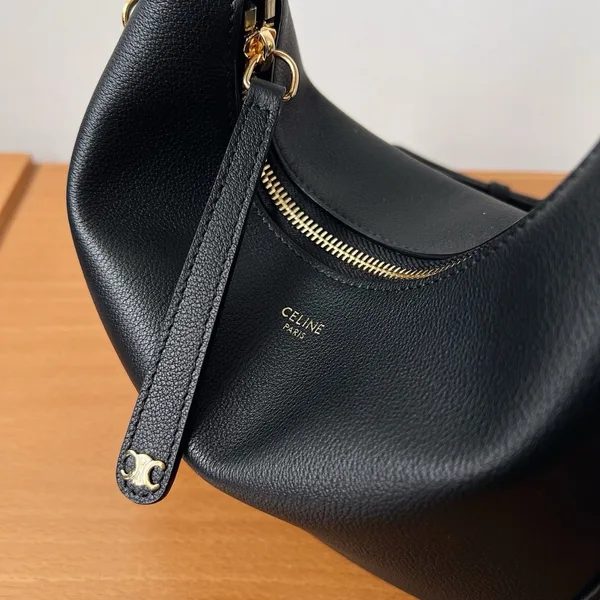Celine Lulu Teen Hobo Bag in Black Grained Calfskin product view 10