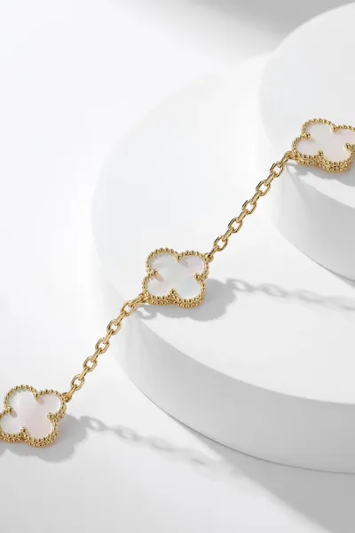 Van Cleef & Arpels Alhambra White Ten-Motif Gold-Tone Necklace product view 6