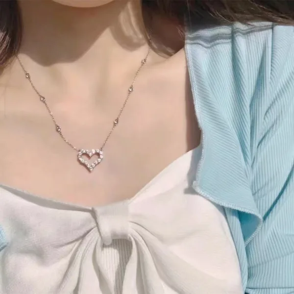 Tiffany & Co. Pavé-Effect Open Heart Necklace Silver-Tone product view 5