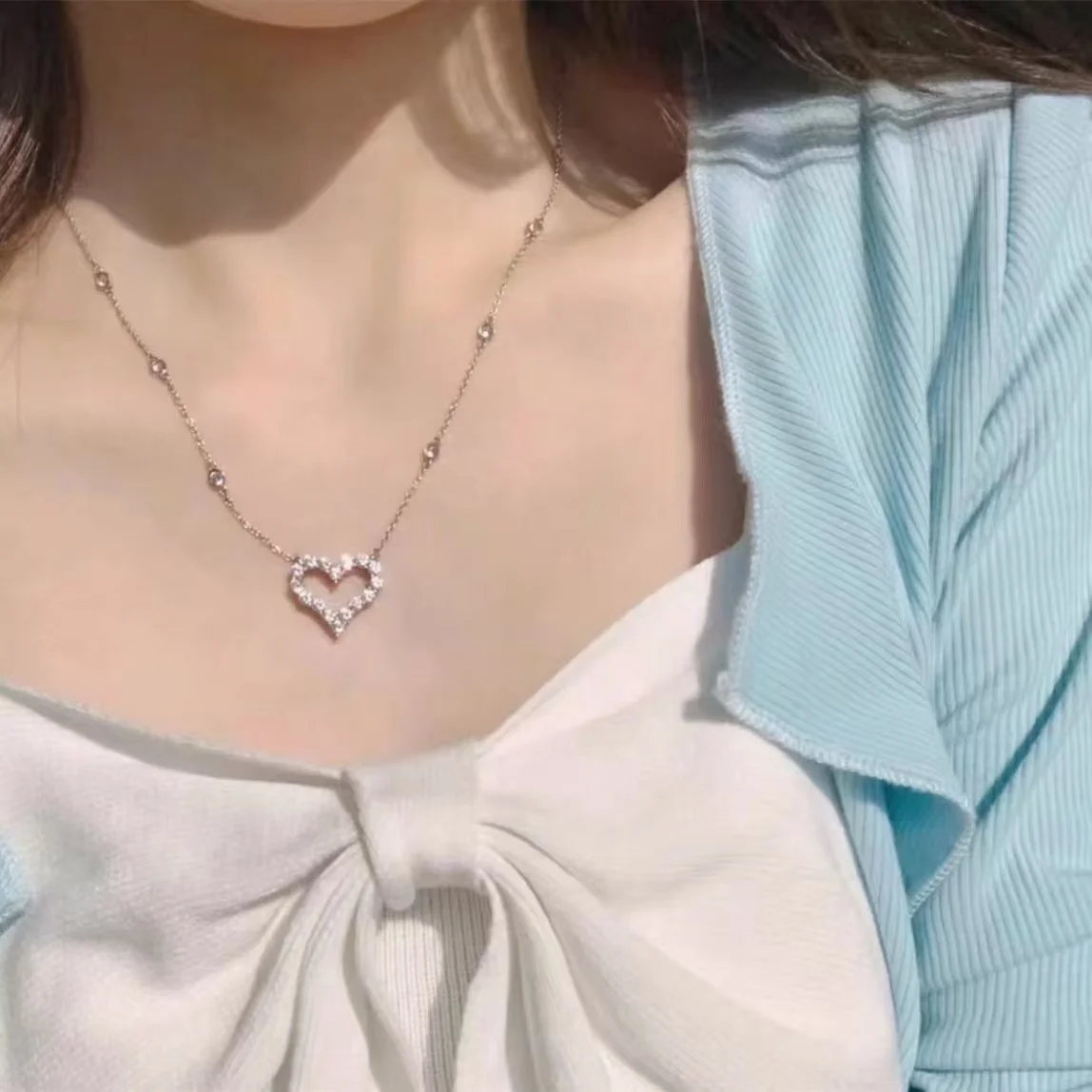 Tiffany & Co. Pavé-Effect Open Heart Necklace Silver-Tone product view 5