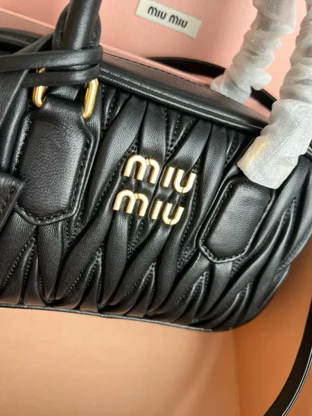 Miu Miu Arcadie Small Bag in Black Matelasse Leather product view 5