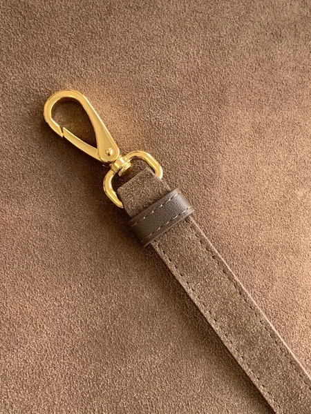 Prada Buckle Large Handbag with Belt in Cocoa Suede Calfskin product view 6