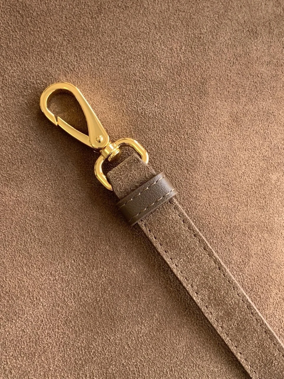 Prada Buckle Large Handbag with Belt in Cocoa Suede Calfskin product view 6