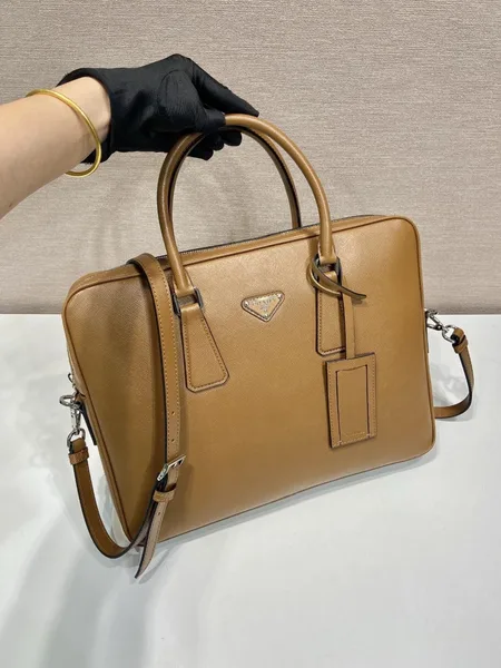 Prada Briefcase in Brown Saffiano Leather product view 3