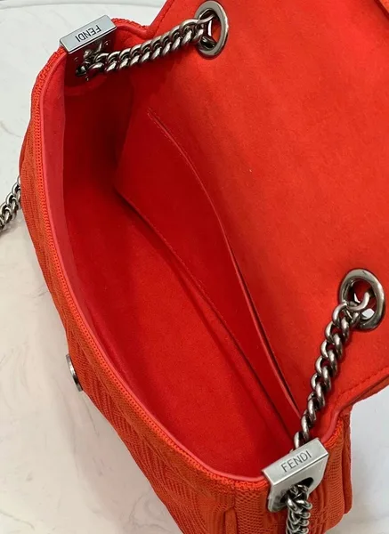 Fendi Baguette Chain Midi Bag In Piment FF Fabric product view 6