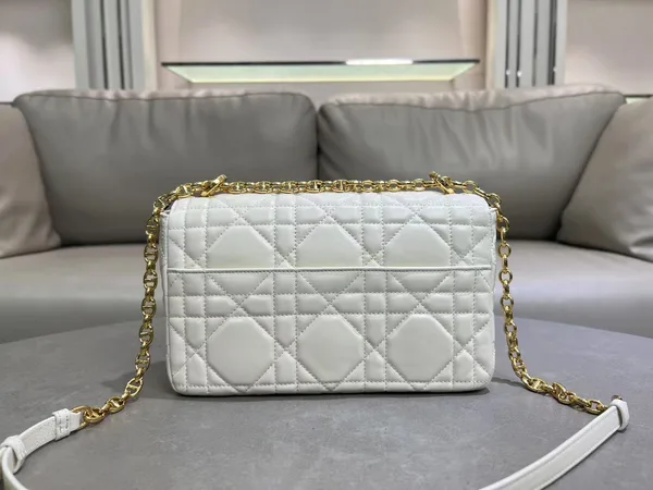 Medium Soft Dior Caro Bag — White with Gold-Tone Hardware product view 7