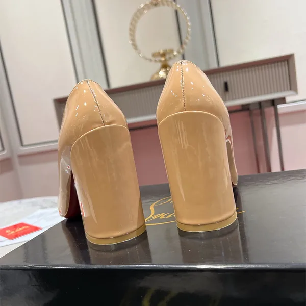 Christian Louboutin Miss Sab 85 Block-Heel Pumps Beige product view 8