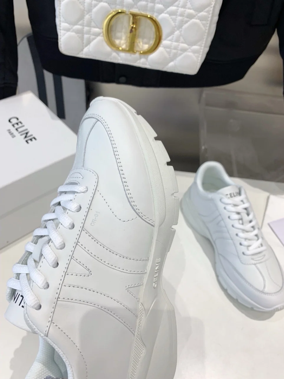 Celine Women’s Runner CR-01 Low-top Sneakers in White Leather product view 7