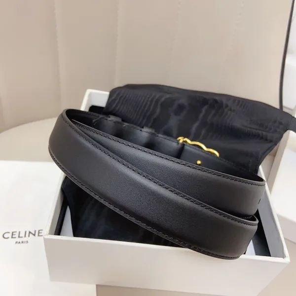 Celine Medium Triomphe Frame Belt 25MM in Black Calfskin product view 7