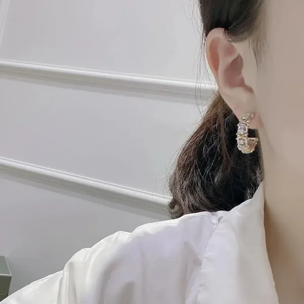 Tiffany & Co. Edge Cross Pavé-Effect Hoop Earrings Two-Tone product view 3
