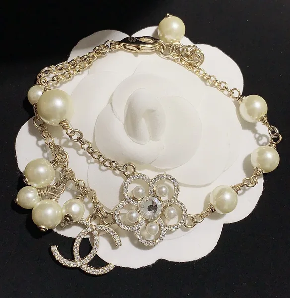 Chanel Flower CC Pearl-Effect Charm Bracelet Gold-Tone product view 5