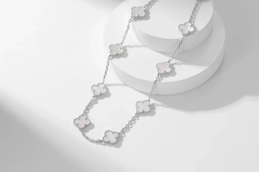 Van Cleef & Arpels Alhambra White Ten-Motif Silver-Tone Necklace product view 4
