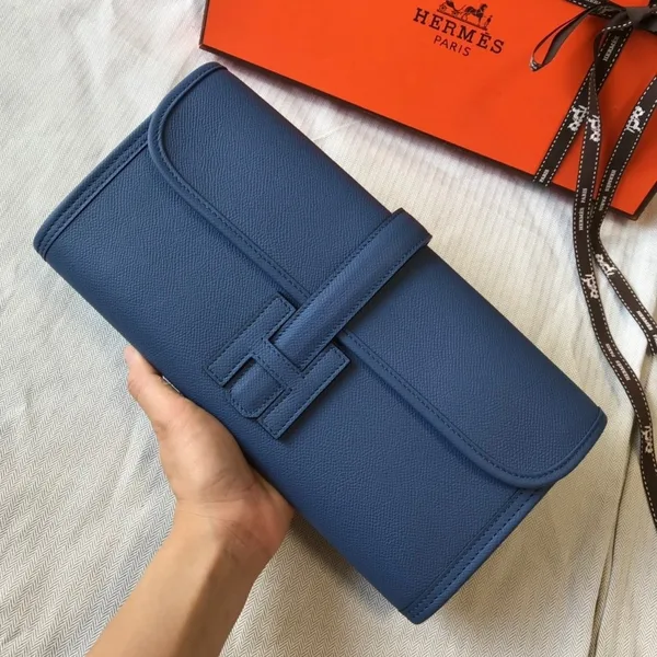 Hermes Jige Elan 29 Clutch Bag In Blue Agate Epsom Leather product photo