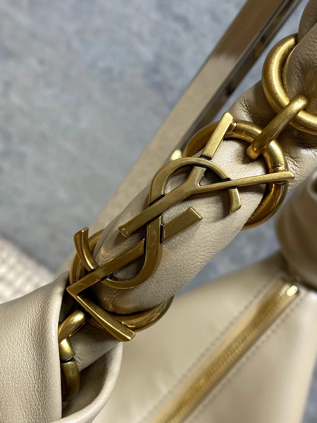 Saint Laurent Amalia Mini Hobo Bag — Beige product view 7