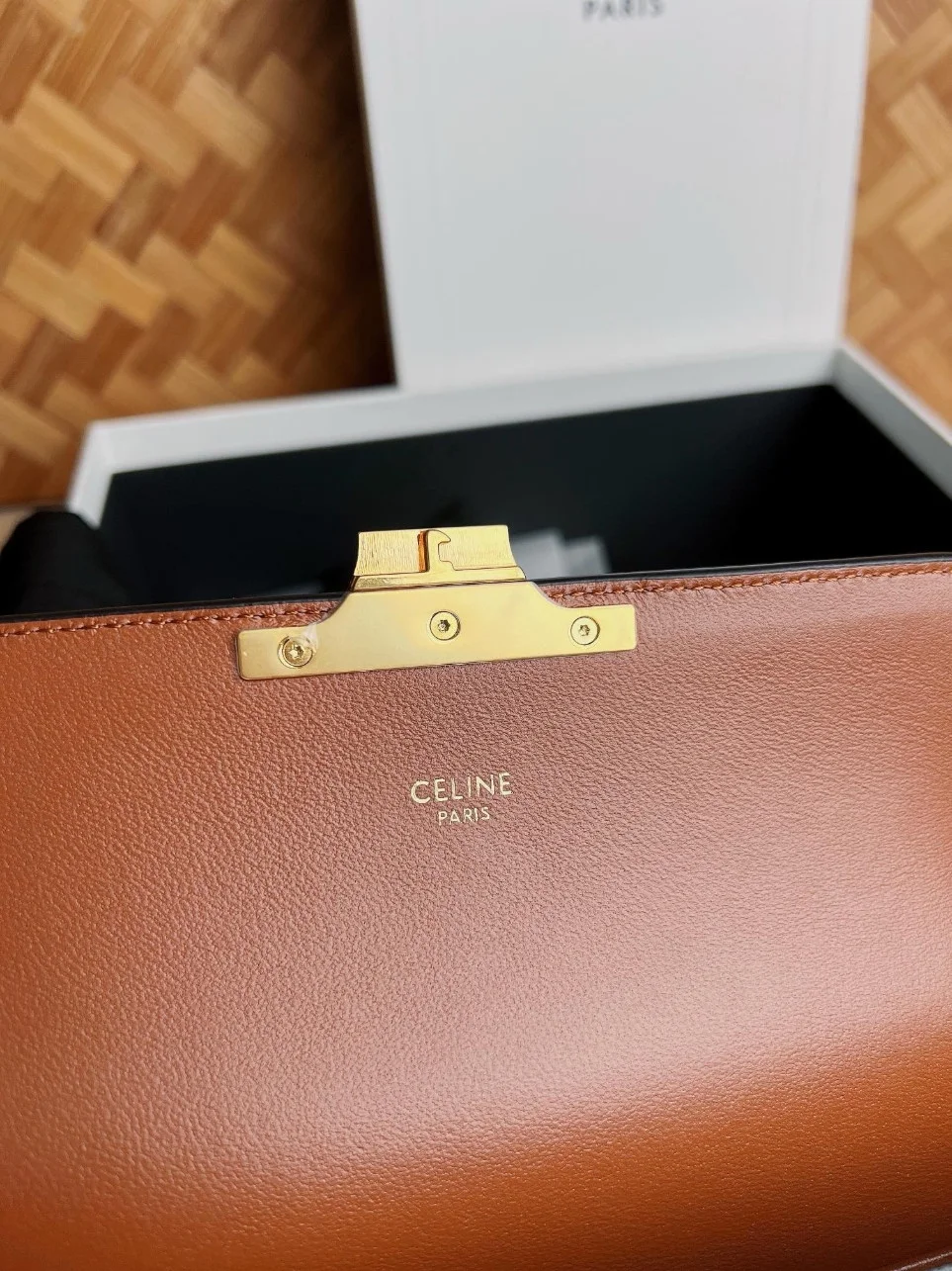 Celine Claude Shoulder Bag in Black Triomphe Canvas product view 6