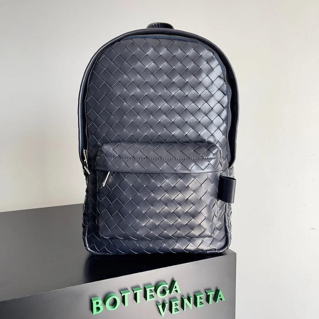 Bottega Veneta Small Backpack In Dark Blue Intrecciato Calfskin product view 5