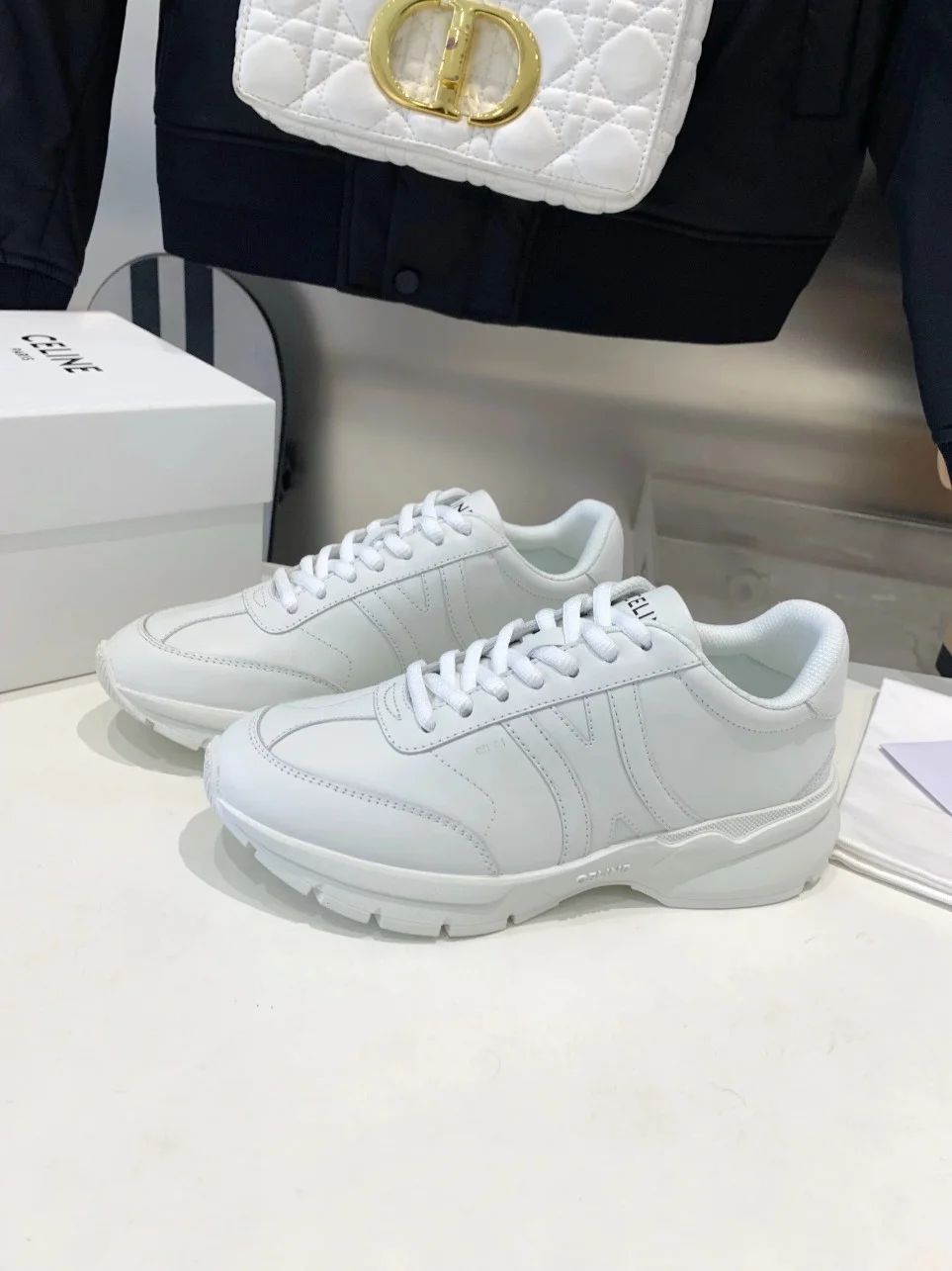 Celine Women’s Runner CR-01 Low-top Sneakers in White Leather product view 10